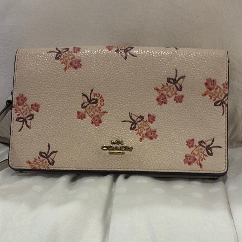 Coach Pink Floral Crossbody with Gold Hardware